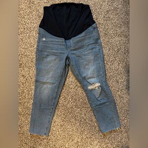 Madewell Over-the-Belly Maternity Blue Distressed Boyfriend Jeans